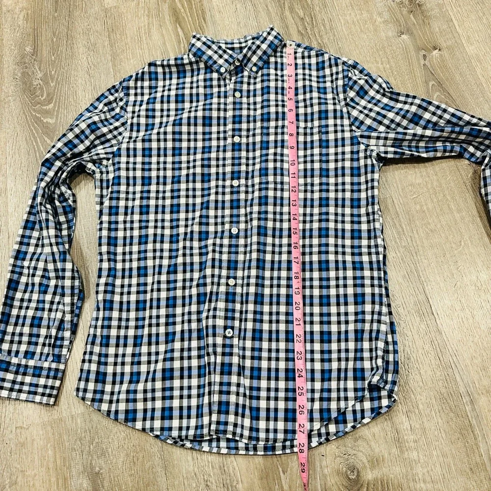 Banana Republic Shirt  Mens Medium Grant Fit Blue White Custom Gingham‎ Shirt